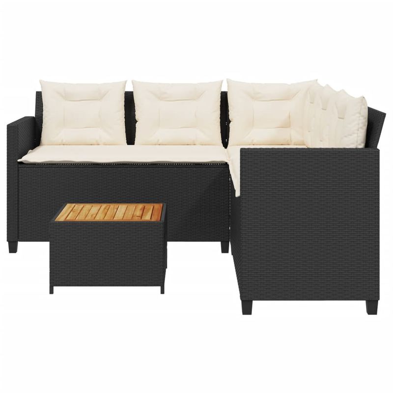 Casa si Gradina - Gradina si terasa - Mobilier exterior - Seturi mobila gradina - Canapea de gradina cu masa/perne, forma de L, poliratan negru - Infinity.ro