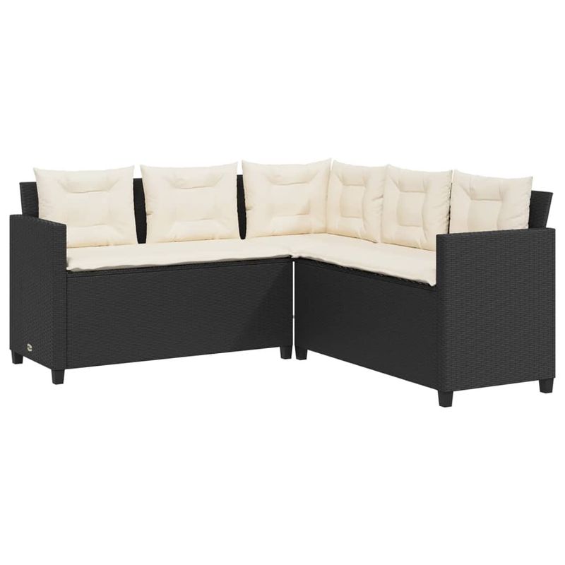 Casa si Gradina - Gradina si terasa - Mobilier exterior - Seturi mobila gradina - Canapea de gradina cu masa/perne, forma de L, poliratan negru - Infinity.ro