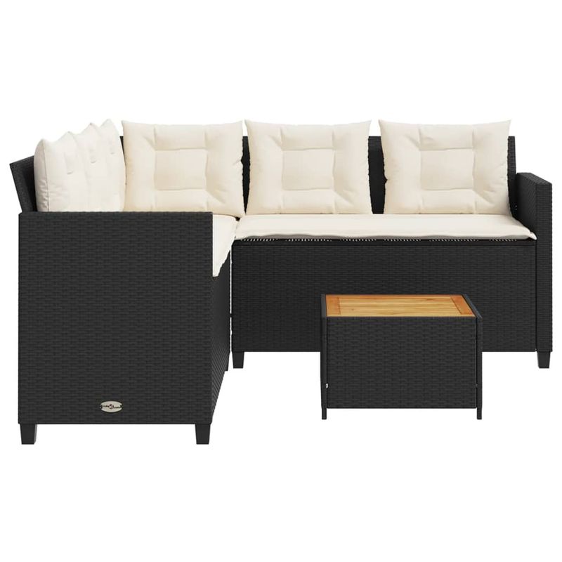 Casa si Gradina - Gradina si terasa - Mobilier exterior - Seturi mobila gradina - Canapea de gradina cu masa/perne, forma de L, poliratan negru - Infinity.ro