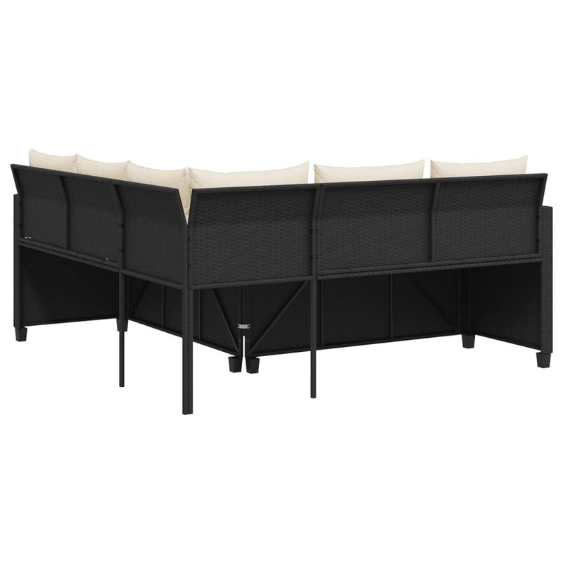 Casa si Gradina - Gradina si terasa - Mobilier exterior - Seturi mobila gradina - Canapea de gradina cu masa/perne, forma de L, poliratan negru - Infinity.ro
