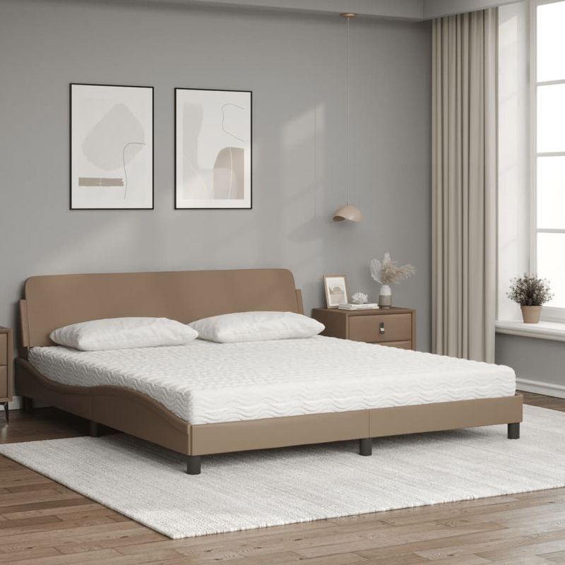 Casa si Gradina - Mobilier - Paturi si accesorii - Paturi - Pat cu saltea, cappuccino, 180x200cm piele ecologica - Infinity.ro