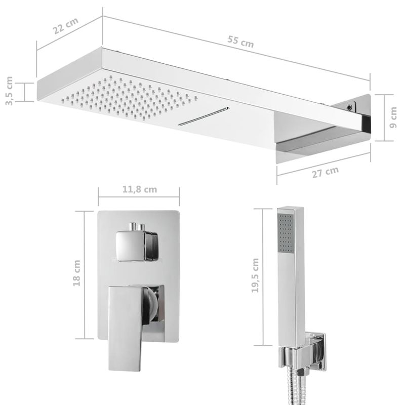 Casa si Gradina - Sanitare - Cazi si cabine de dus - Coloane si seturi de dus - Sistem de dus, argintiu, otel inoxidabil 201 - Infinity.ro