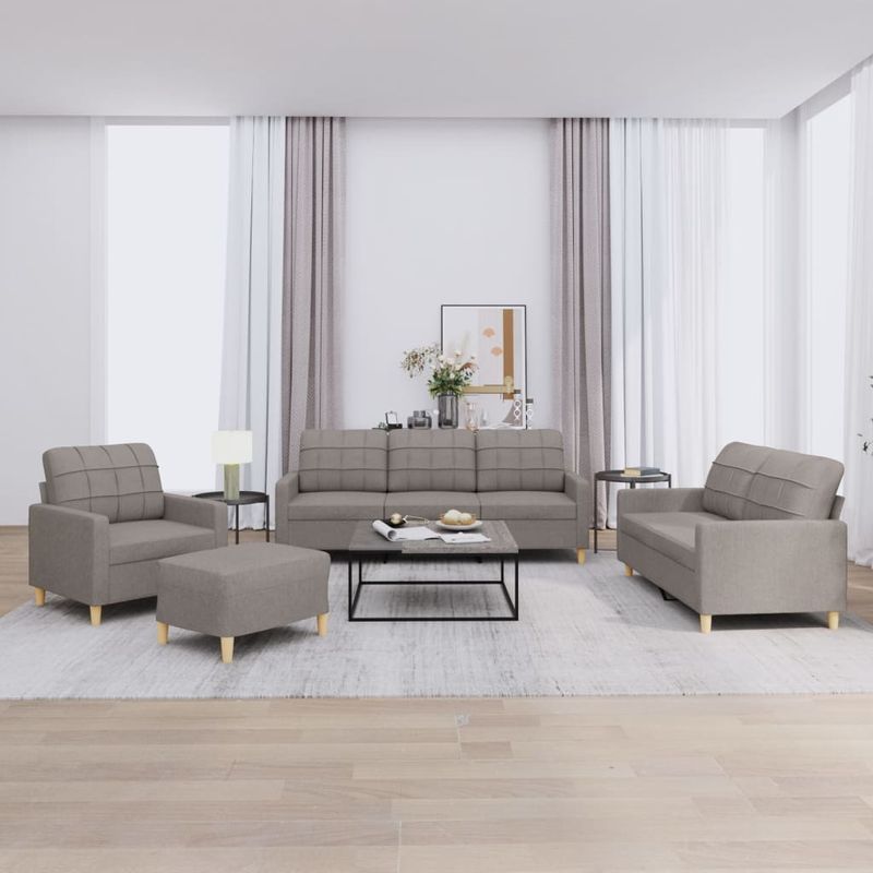 Casa si Gradina - Mobilier - Seturi de mobilier - Seturi living - Set de canapea cu perne, 4 piese, gri taupe, material textil - Infinity.ro