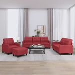 Casa si Gradina - Mobilier - Seturi de mobilier - Seturi living - Set de canapele cu perne, 4 piese, rosu vin, piele ecologica - Infinity.ro