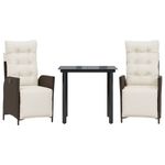 Casa si Gradina - Gradina si terasa - Mobilier exterior - Seturi mobila gradina - Set mobilier de gradina cu perne, 3 piese, maro, poliratan - Infinity.ro