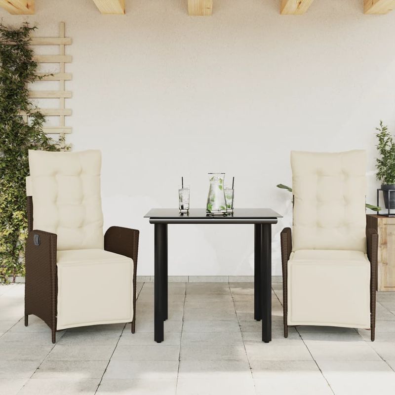 Casa si Gradina - Gradina si terasa - Mobilier exterior - Seturi mobila gradina - Set mobilier de gradina cu perne, 3 piese, maro, poliratan - Infinity.ro