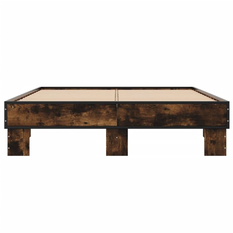 Casa si Gradina - Mobilier - Paturi si accesorii - Paturi - Cadru de pat, stejar fumuriu 120x200 cm lemn prelucrat si metal - Infinity.ro