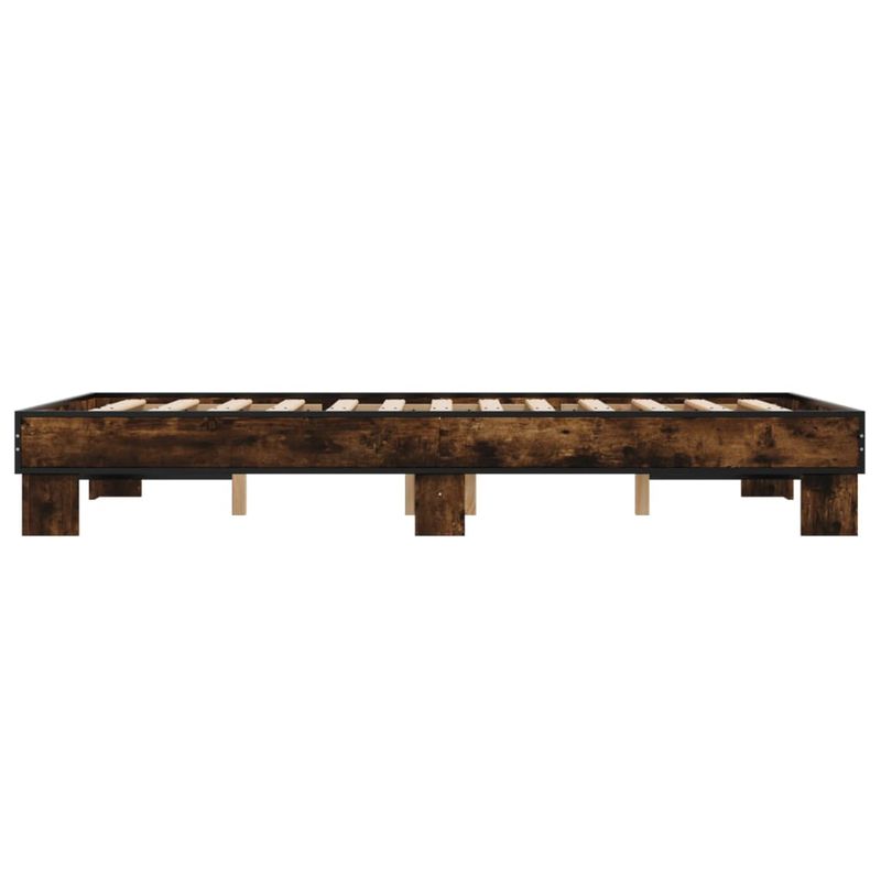 Casa si Gradina - Mobilier - Paturi si accesorii - Paturi - Cadru de pat, stejar fumuriu 120x200 cm lemn prelucrat si metal - Infinity.ro