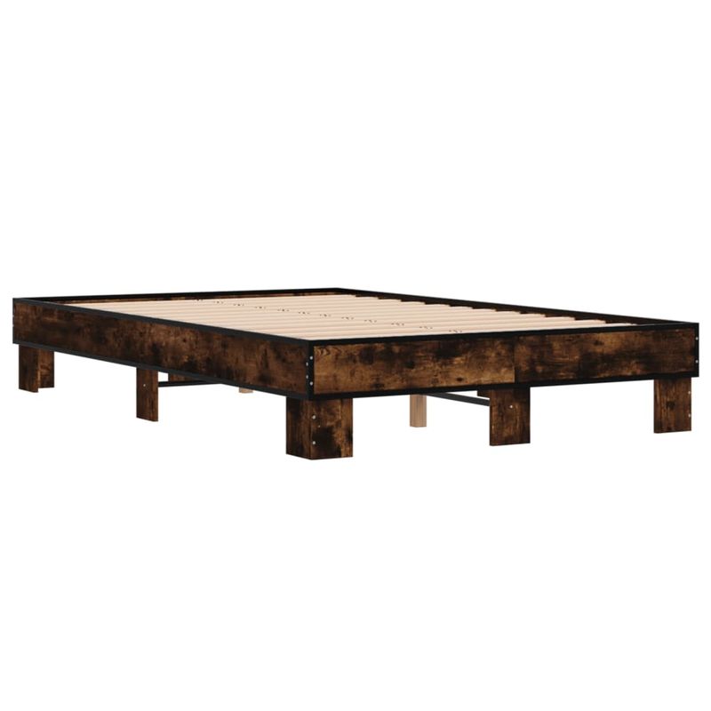 Casa si Gradina - Mobilier - Paturi si accesorii - Paturi - Cadru de pat, stejar fumuriu 120x200 cm lemn prelucrat si metal - Infinity.ro