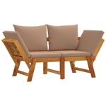 Casa si Gradina - Gradina si terasa - Mobilier exterior - Bancute de gradina - Banca de gradina cu perne 2 in 1, lemn masiv de acacia, gri taupe - Infinity.ro