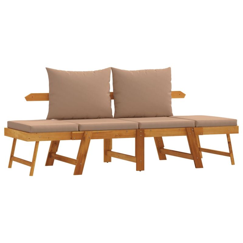 Casa si Gradina - Gradina si terasa - Mobilier exterior - Bancute de gradina - Banca de gradina cu perne 2 in 1, lemn masiv de acacia, gri taupe - Infinity.ro