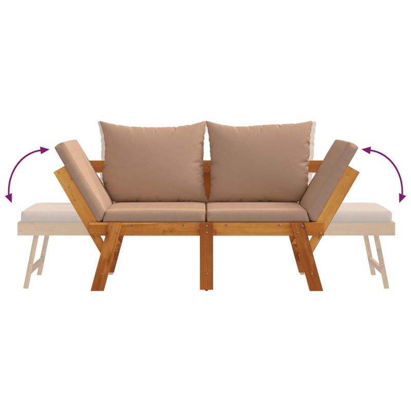 Casa si Gradina - Gradina si terasa - Mobilier exterior - Bancute de gradina - Banca de gradina cu perne 2 in 1, lemn masiv de acacia, gri taupe - Infinity.ro