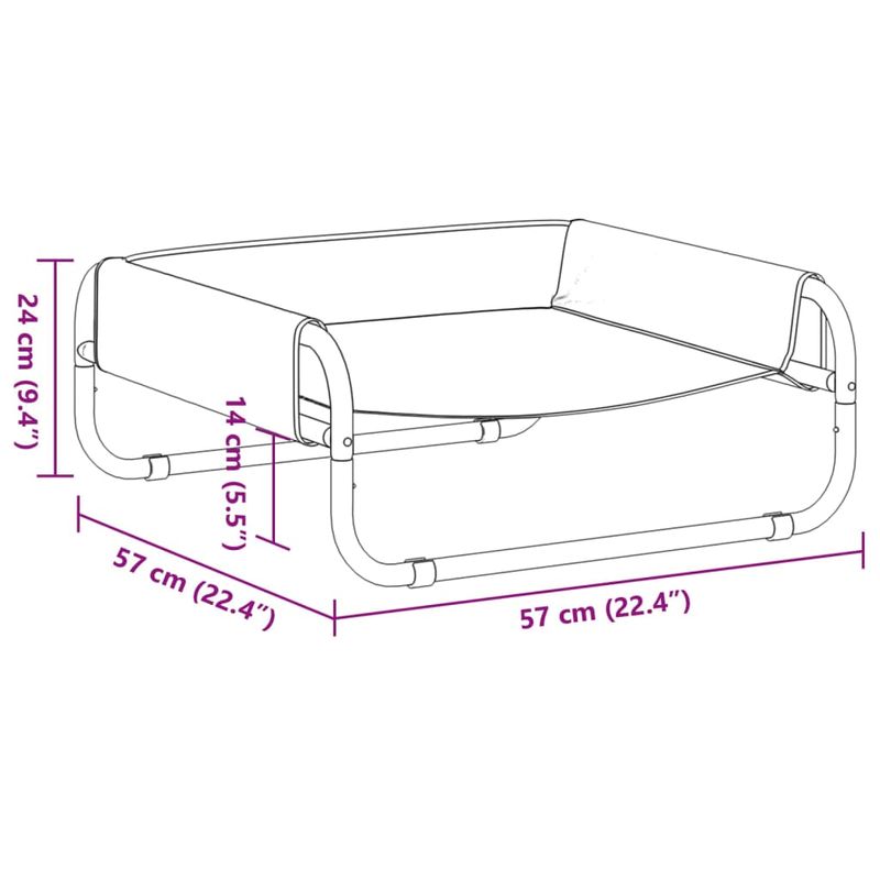 Petshop - Accesorii petshop - Culcusuri si custi - Culcusuri si saltele - Pat inaltat pentru caini, antracit, tesatura Oxford și otel, mărime 57x57x24 cm - Infinity.ro