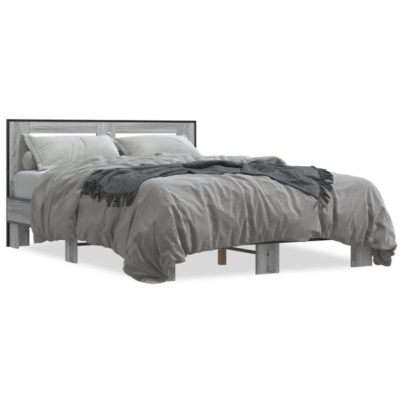 Casa si Gradina - Mobilier - Paturi si accesorii - Paturi - Cadru de pat, gri sonoma, 140x200 cm, lemn prelucrat si metal - Infinity.ro