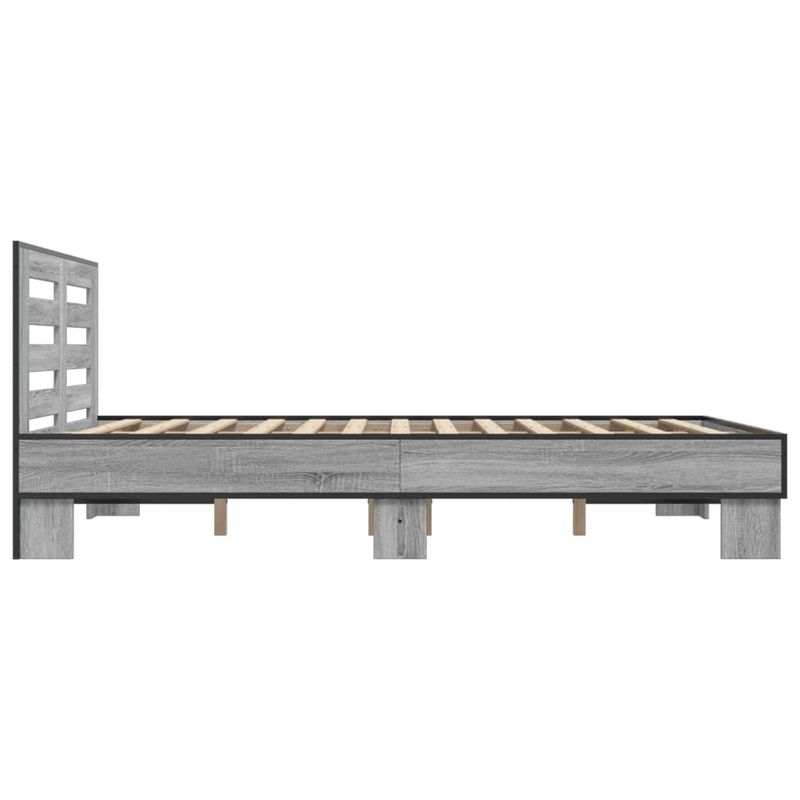Casa si Gradina - Mobilier - Paturi si accesorii - Paturi - Cadru de pat, gri sonoma, 140x200 cm, lemn prelucrat si metal - Infinity.ro