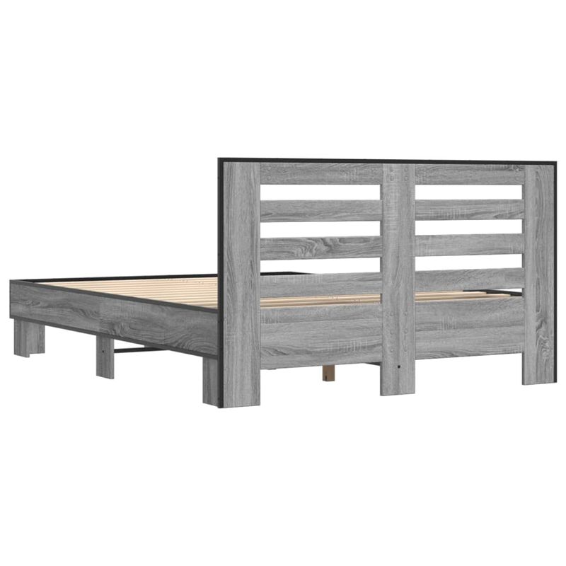 Casa si Gradina - Mobilier - Paturi si accesorii - Paturi - Cadru de pat, gri sonoma, 140x200 cm, lemn prelucrat si metal - Infinity.ro