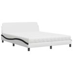 Casa si Gradina - Mobilier - Paturi si accesorii - Paturi - Pat cu saltea, alb si negru, 160x200 cm, piele ecologica - Infinity.ro