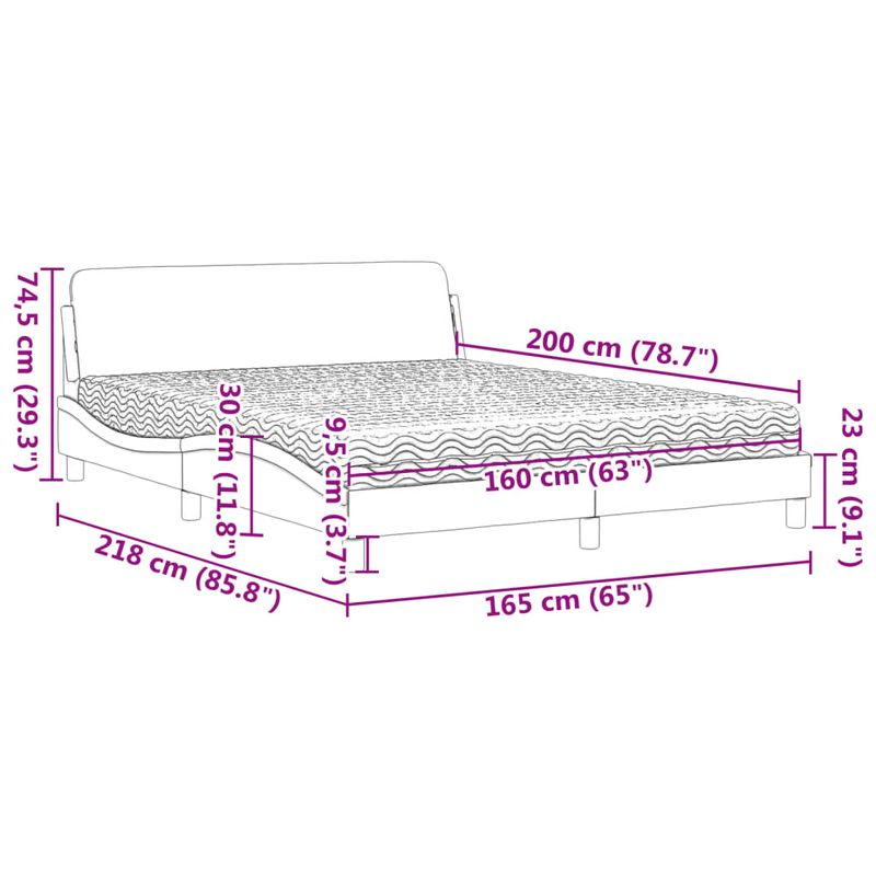 Casa si Gradina - Mobilier - Paturi si accesorii - Paturi - Pat cu saltea, alb si negru, 160x200 cm, piele ecologica - Infinity.ro