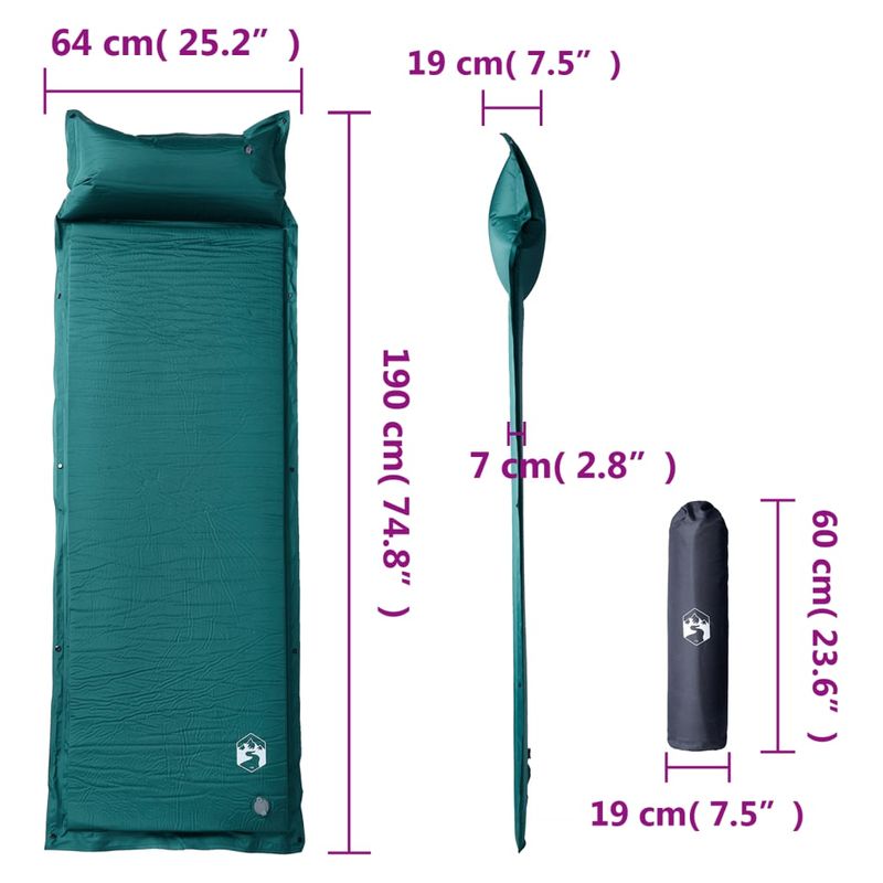 Sport si Outdoor - Camping - Saltele si accesorii pentru somn - Saltele camping - Saltea de camping auto-gonflabila cu perna integrata, verde - Infinity.ro
