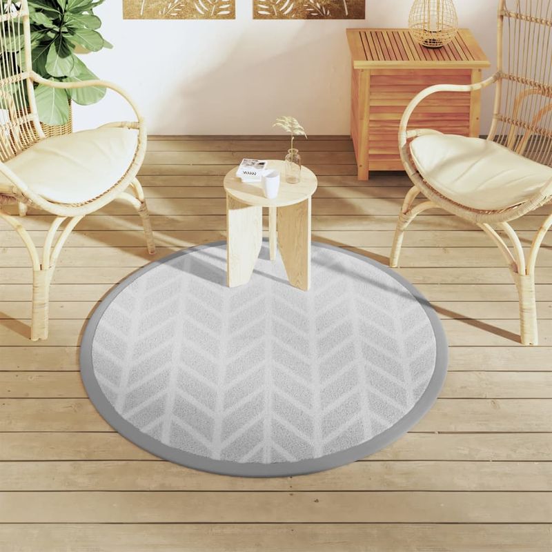 Casa si Gradina - Textile si covoare - Covoare - Covoare casa - Covor de exterior, gri deschis și alb, diametru 120 cm, PP - Infinity.ro