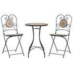 Casa si Gradina - Gradina si terasa - Mobilier exterior - Seturi mobila gradina - Set de bistro cu mozaic, fier și ceramica, cărămiziu și alb - Infinity.ro