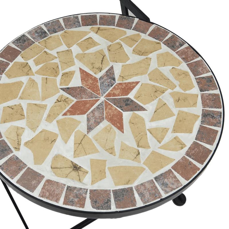 Casa si Gradina - Gradina si terasa - Mobilier exterior - Seturi mobila gradina - Set de bistro cu mozaic, fier și ceramica, cărămiziu și alb - Infinity.ro