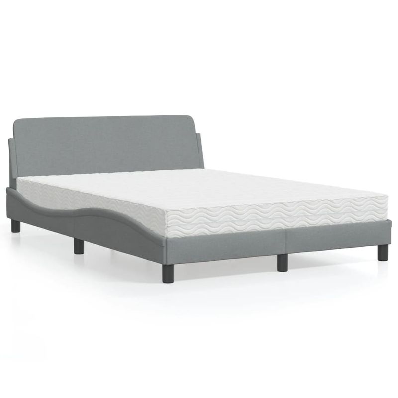 Casa si Gradina - Mobilier - Paturi si accesorii - Paturi - Pat cu saltea, gri deschis, 120x200 cm, textil - Infinity.ro