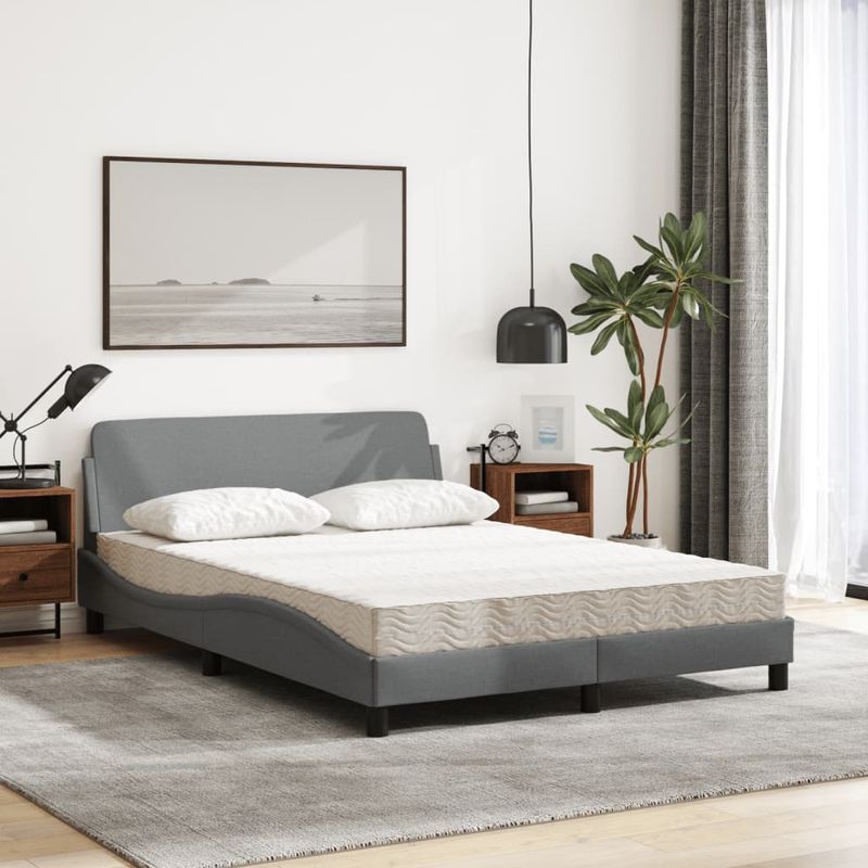 Casa si Gradina - Mobilier - Paturi si accesorii - Paturi - Pat cu saltea, gri deschis, 120x200 cm, textil - Infinity.ro