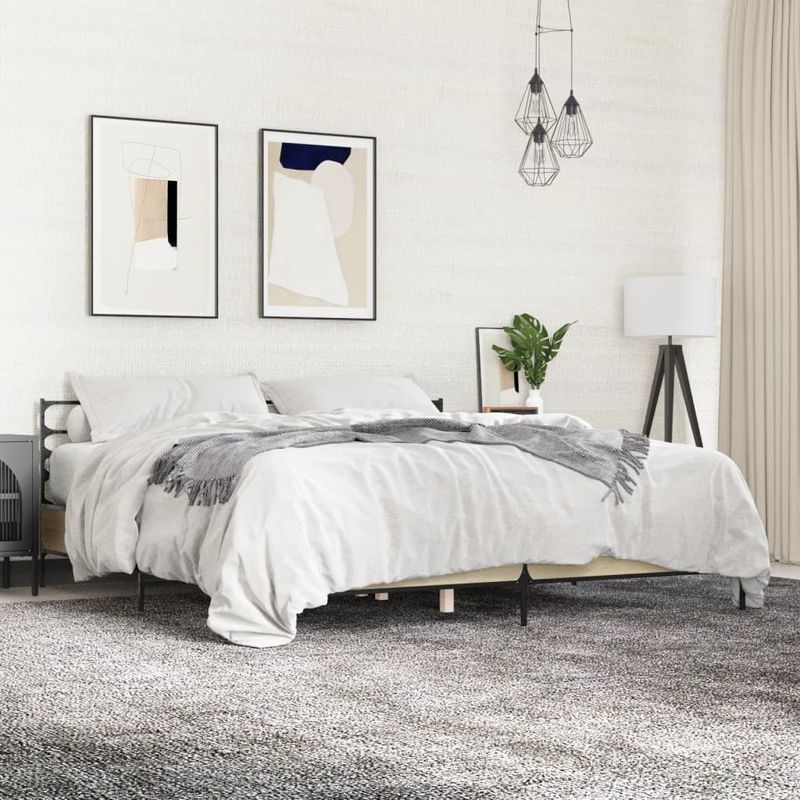 Casa si Gradina - Mobilier - Paturi si accesorii - Paturi - Cadru de pat, stejar sonoma, 200x200cm, lemn prelucrat si metal - Infinity.ro