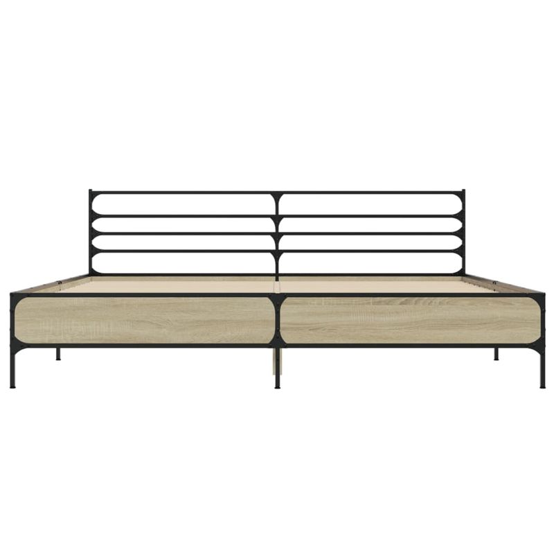 Casa si Gradina - Mobilier - Paturi si accesorii - Paturi - Cadru de pat, stejar sonoma, 200x200cm, lemn prelucrat si metal - Infinity.ro
