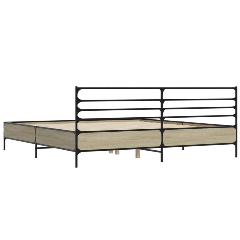 Casa si Gradina - Mobilier - Paturi si accesorii - Paturi - Cadru de pat, stejar sonoma, 200x200cm, lemn prelucrat si metal - Infinity.ro