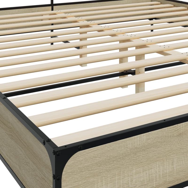 Casa si Gradina - Mobilier - Paturi si accesorii - Paturi - Cadru de pat, stejar sonoma, 200x200cm, lemn prelucrat si metal - Infinity.ro