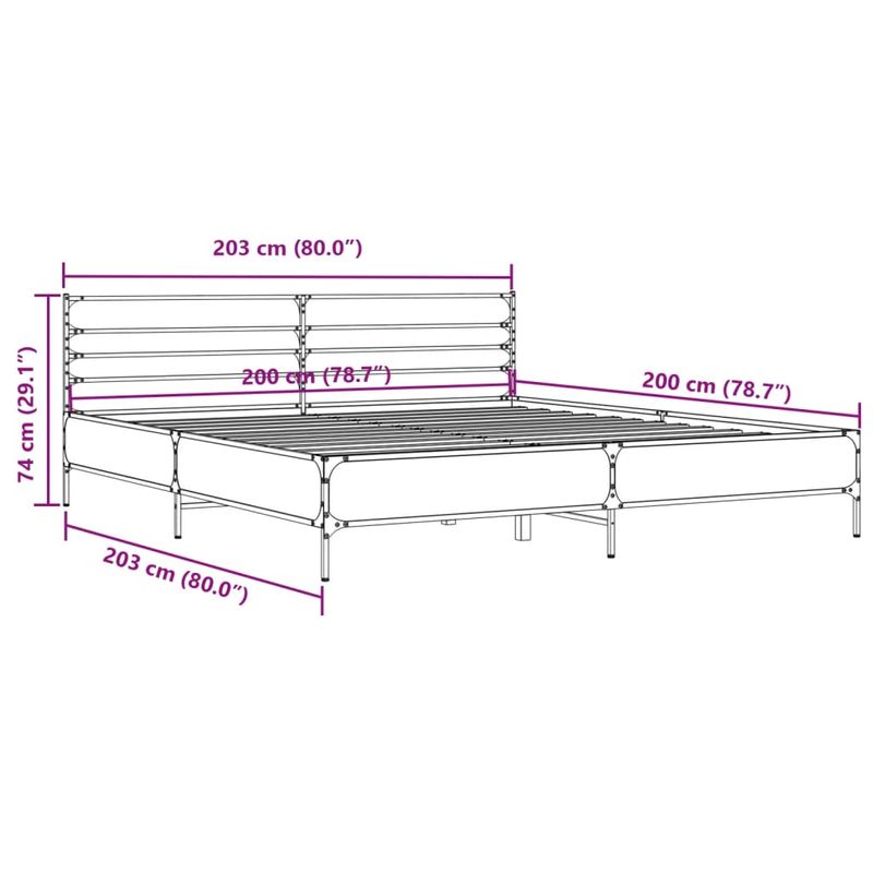 Casa si Gradina - Mobilier - Paturi si accesorii - Paturi - Cadru de pat, stejar sonoma, 200x200cm, lemn prelucrat si metal - Infinity.ro