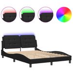 Casa si Gradina - Mobilier - Paturi si accesorii - Paturi - Cadru de pat cu lumini LED, negru, 140x200 cm, piele ecologica - Infinity.ro