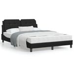 Casa si Gradina - Mobilier - Paturi si accesorii - Paturi - Cadru de pat cu lumini LED, negru, 140x200 cm, piele ecologica - Infinity.ro