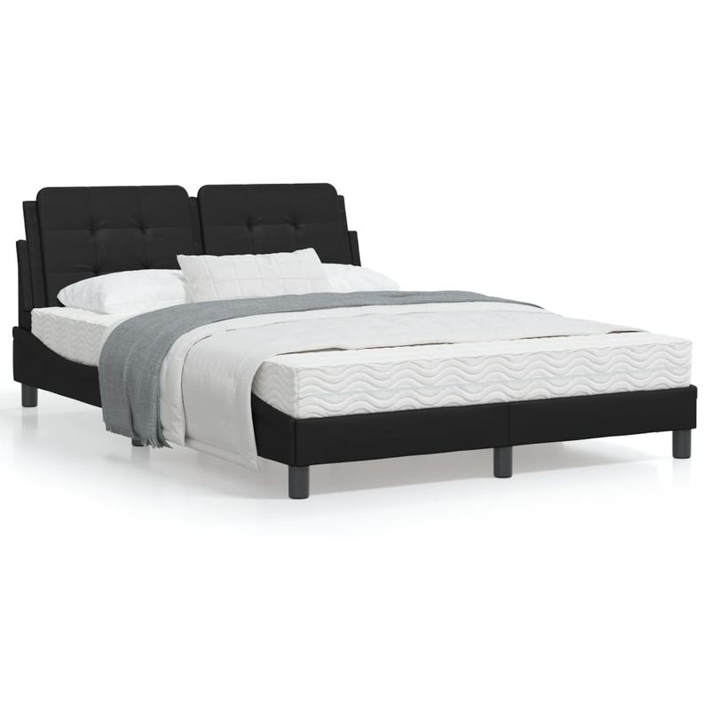 Casa si Gradina - Mobilier - Paturi si accesorii - Paturi - Cadru de pat cu lumini LED, negru, 140x200 cm, piele ecologica - Infinity.ro