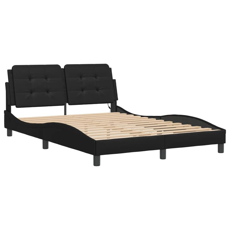 Casa si Gradina - Mobilier - Paturi si accesorii - Paturi - Cadru de pat cu lumini LED, negru, 140x200 cm, piele ecologica - Infinity.ro