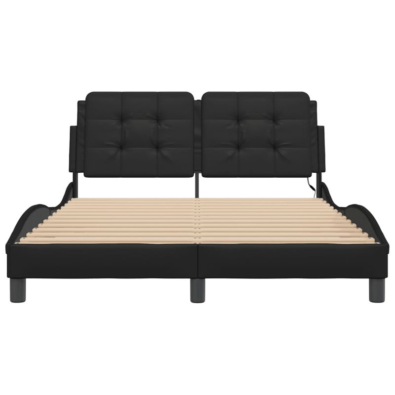 Casa si Gradina - Mobilier - Paturi si accesorii - Paturi - Cadru de pat cu lumini LED, negru, 140x200 cm, piele ecologica - Infinity.ro