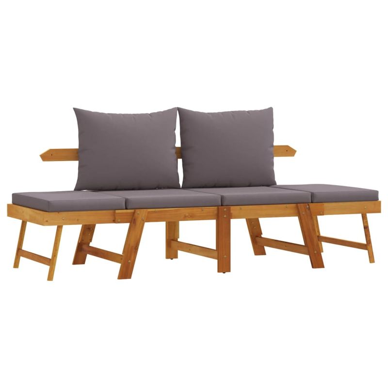 Casa si Gradina - Gradina si terasa - Mobilier exterior - Bancute de gradina - Banca de gradina cu perne 2 in 1, lemn masiv de acacia, gri închis - Infinity.ro