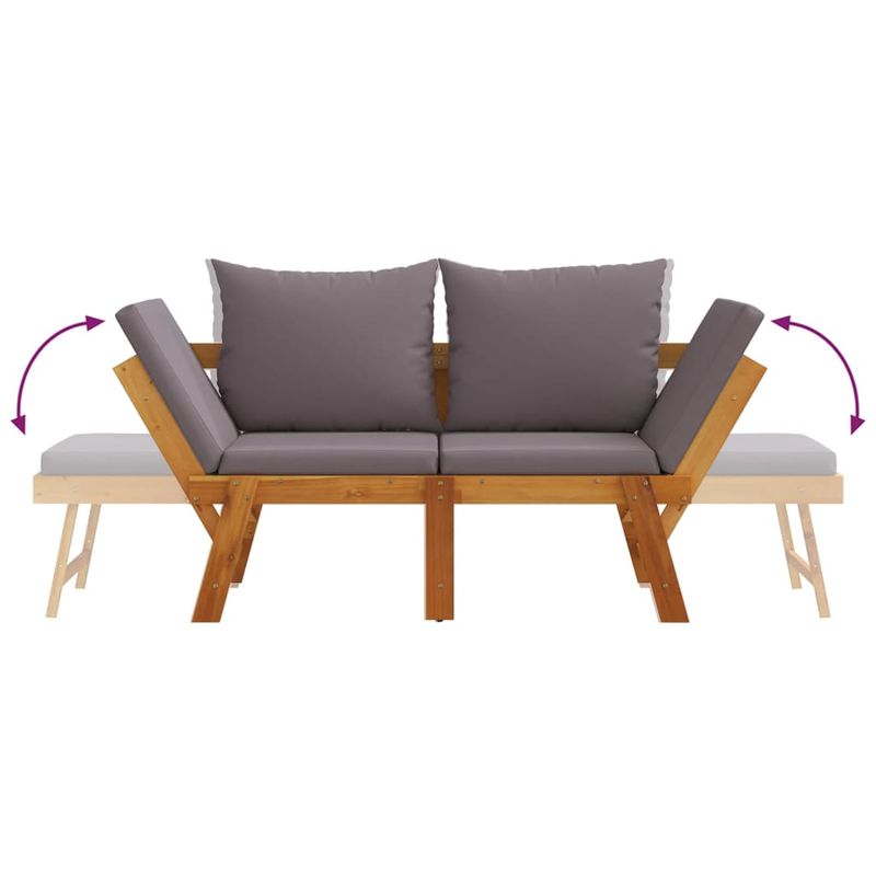 Casa si Gradina - Gradina si terasa - Mobilier exterior - Bancute de gradina - Banca de gradina cu perne 2 in 1, lemn masiv de acacia, gri închis - Infinity.ro