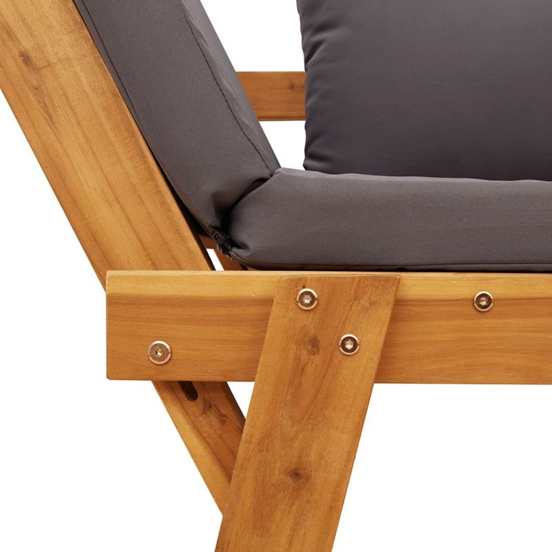 Casa si Gradina - Gradina si terasa - Mobilier exterior - Bancute de gradina - Banca de gradina cu perne 2 in 1, lemn masiv de acacia, gri închis - Infinity.ro
