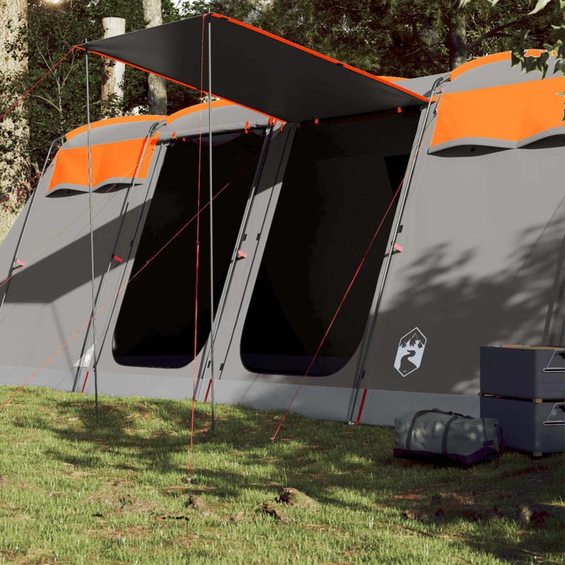 Sport si Outdoor - Camping - Corturi camping - Cort de familie tunel 8 persoane, gri/portocaliu, impermeabil - Infinity.ro