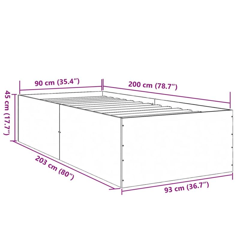 Casa si Gradina - Mobilier - Paturi si accesorii - Paturi - Cadru de pat, negru, 90x200 cm, lemn prelucrat - Infinity.ro