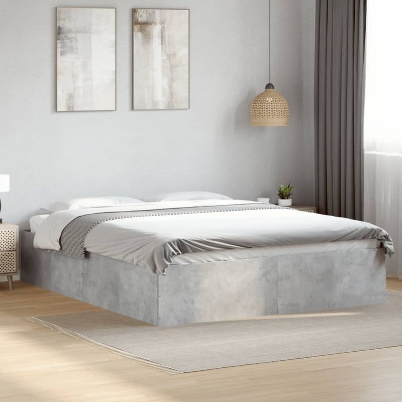 Casa si Gradina - Mobilier - Paturi si accesorii - Paturi - Cadru de pat, gri beton, 150x200 cm, lemn prelucrat - Infinity.ro
