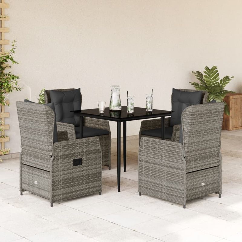 Casa si Gradina - Gradina si terasa - Mobilier exterior - Seturi mobila gradina - Set mobilier de gradina cu perne, 5 piese, gri, poliratan - Infinity.ro