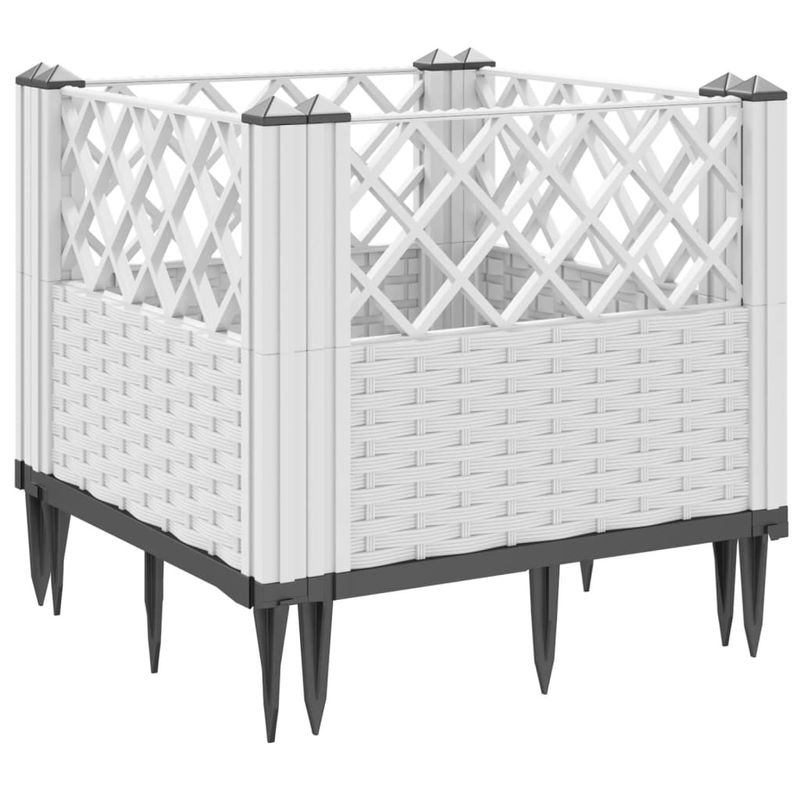 Casa si Gradina - Gradinarit si plante - Plante si ghivece - Ghivece si suporturi - Jardiniera de gradina cu tarusi, alb, 43,5x43,5x43,5 cm, PP - Infinity.ro