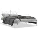 Casa si Gradina - Mobilier - Paturi si accesorii - Paturi - Cadru de pat metalic cu tablie, alb, 135x190 cm - Infinity.ro