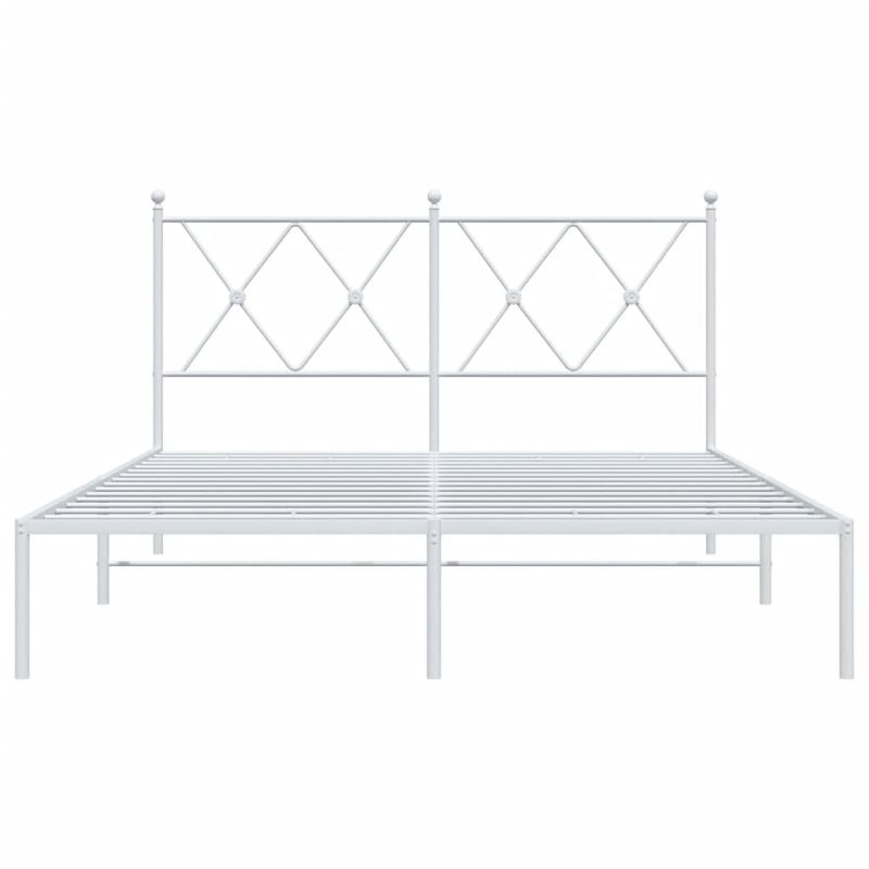 Casa si Gradina - Mobilier - Paturi si accesorii - Paturi - Cadru de pat metalic cu tablie, alb, 135x190 cm - Infinity.ro