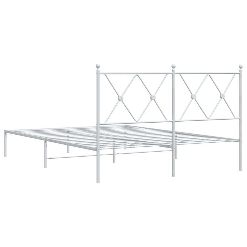 Casa si Gradina - Mobilier - Paturi si accesorii - Paturi - Cadru de pat metalic cu tablie, alb, 135x190 cm - Infinity.ro