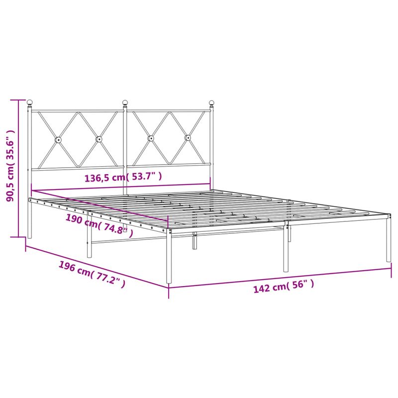 Casa si Gradina - Mobilier - Paturi si accesorii - Paturi - Cadru de pat metalic cu tablie, alb, 135x190 cm - Infinity.ro